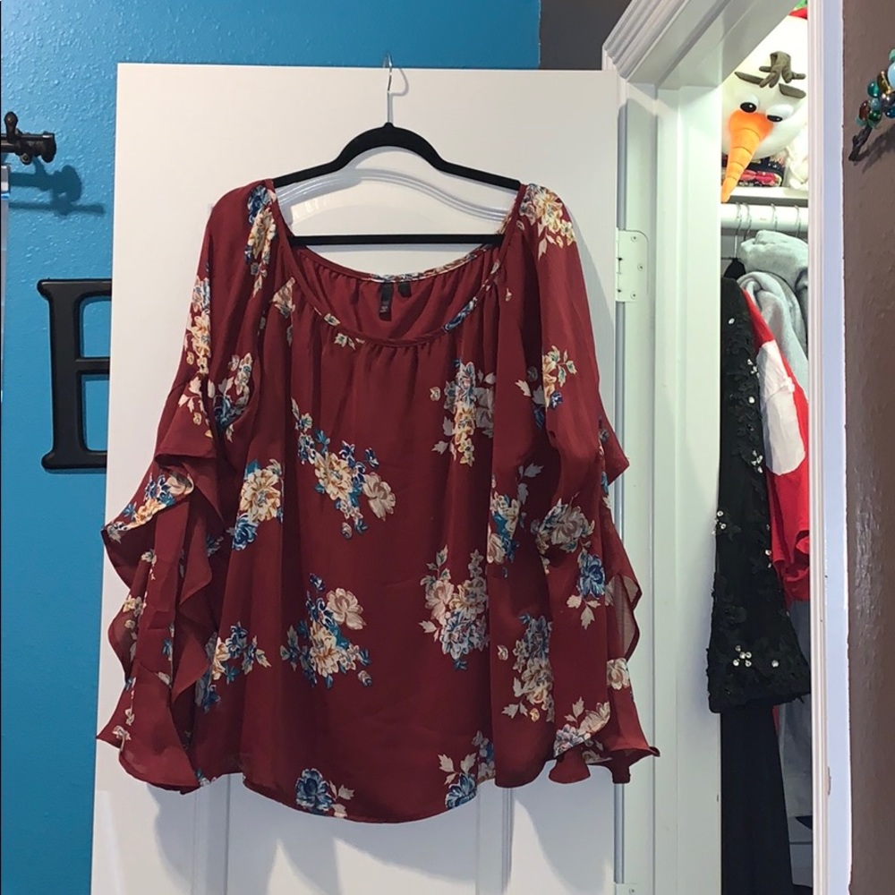 Red Floral Blouse